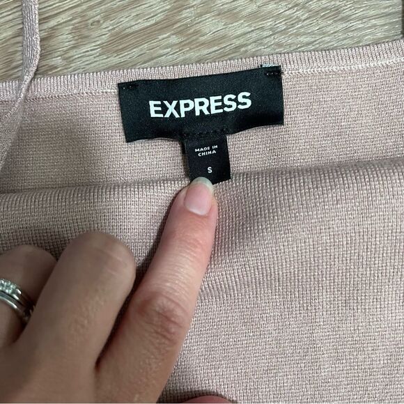 Express Square Neck Knit Sweater Cami Burgundy Pink Spaghetti Strap Tops S - Picture 4 of 9